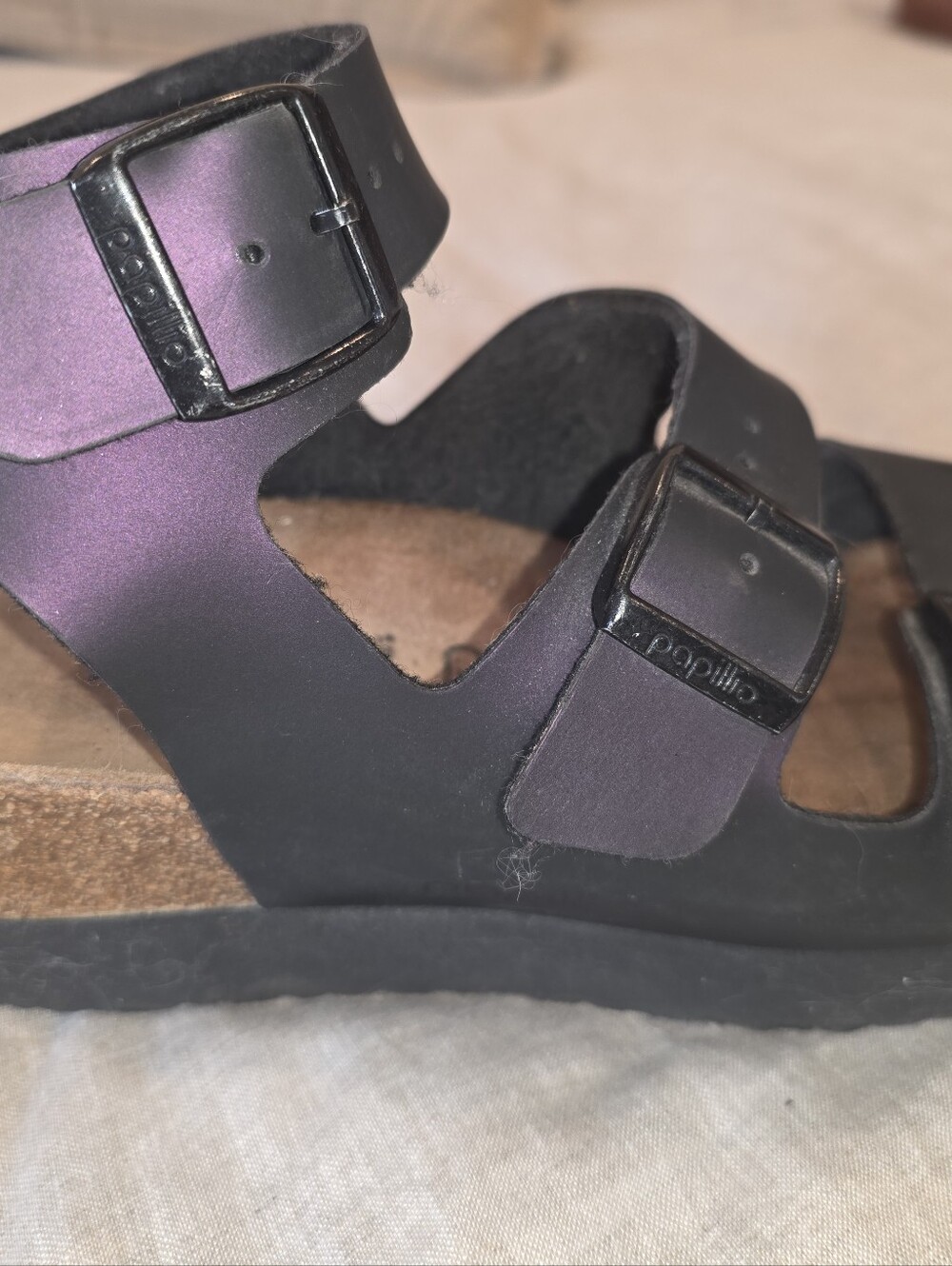 Birkenstock Papillo Three-Strap Buckle Sandals in Irridescent Purple SZ 39 - Picture 7 of 8